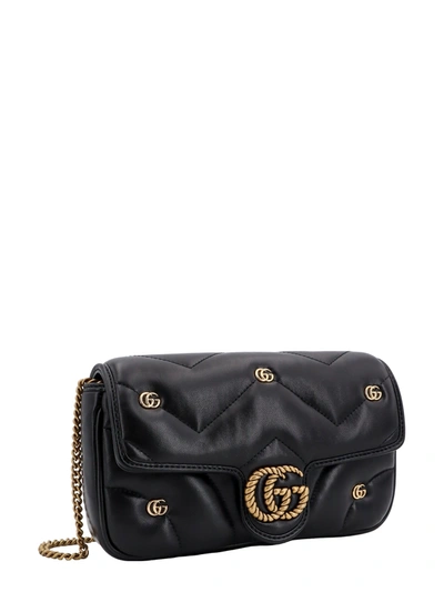 Shop Gucci Leather Shoulder Bag With All-over Gg Logo