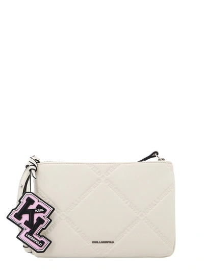 Shop Karl Lagerfeld Alternative Material To Leather Shoulder Bag With Logo Engraving