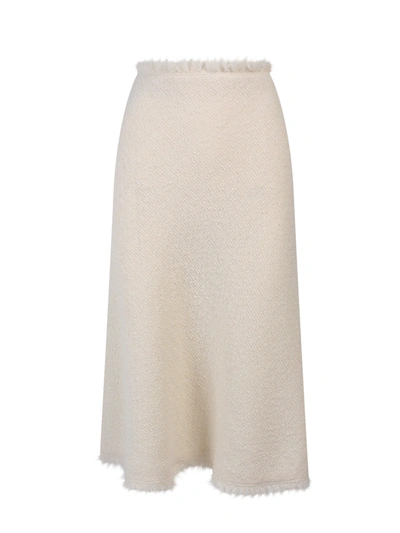 Shop Alberta Ferretti Virgin Wool Skirt With Tweed Effect