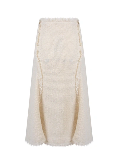 Shop Alberta Ferretti Virgin Wool Skirt With Tweed Effect