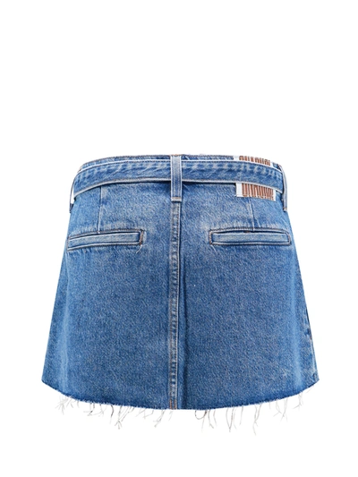 Shop Mother Pleated Mini Denim Skirt
