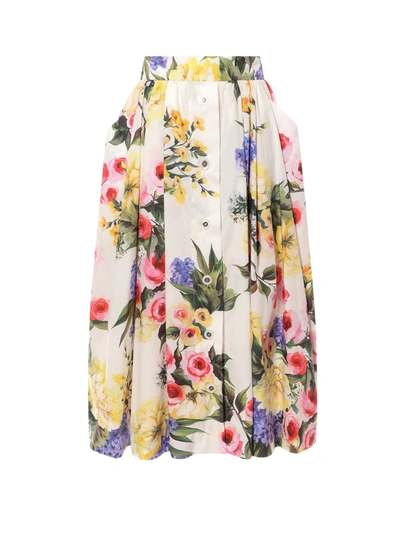 Shop Dolce & Gabbana Cotton Skirt With Giardino Print