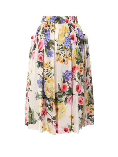 Shop Dolce & Gabbana Cotton Skirt With Giardino Print