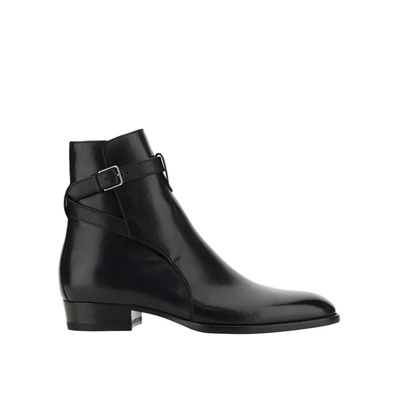 Shop Saint Laurent Wyatt Jodhpur Ankle Boots In Black