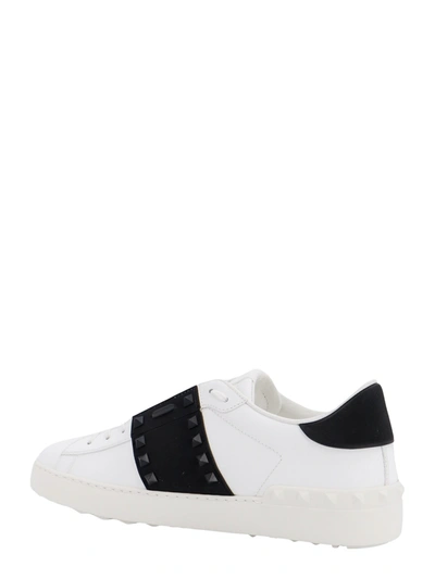 Shop Valentino Leather Sneakers With Contrasting Band
