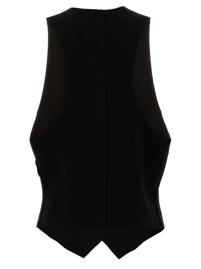 Shop Norma Kamali Stretch Fabric Vest Gilet Black