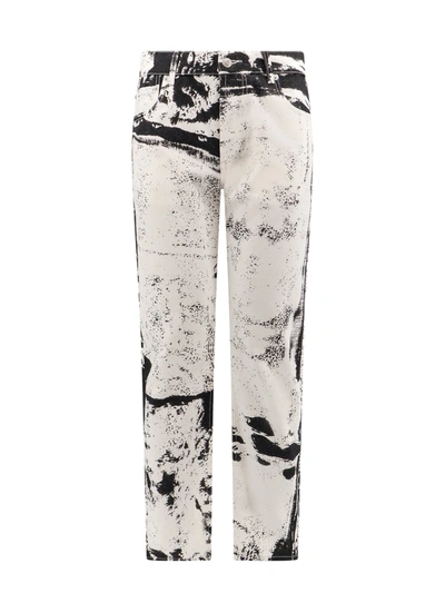 Shop Alexander Mcqueen Cotton Trouser With Blackewhite Print