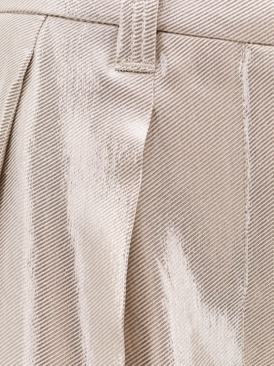 Shop Brunello Cucinelli Cotton Trouser With Laminated Effect
