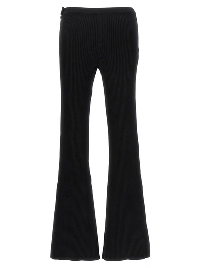 Courrèges Reedition Rib-knit Flared Trousers In Black