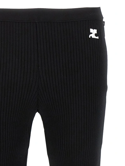 Courrèges Reedition Rib-knit Flared Trousers In Black