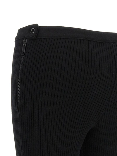 Courrèges Reedition Rib-knit Flared Trousers In Black