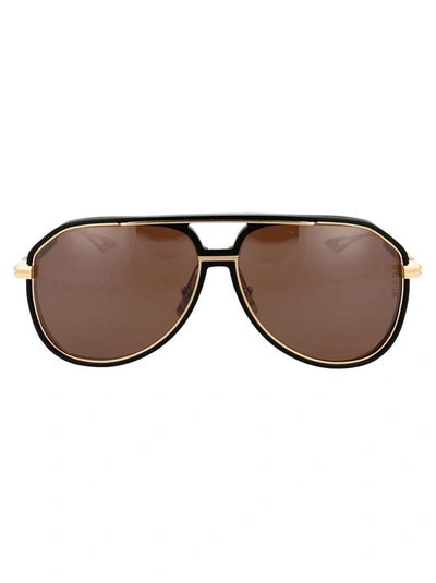 Shop Dita Sunglasses In Gold Matte Black W/ Dark Brown Polarized Black Flash Mirror