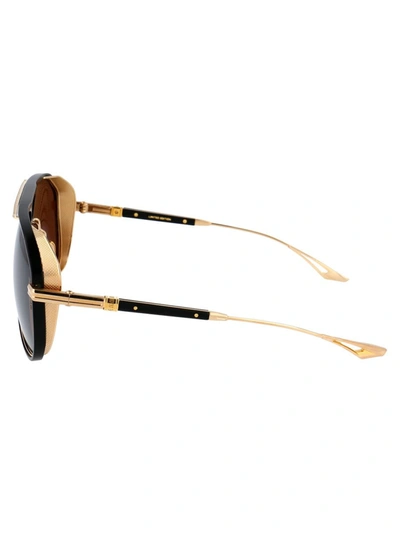 Shop Dita Sunglasses In Gold Matte Black W/ Dark Brown Polarized Black Flash Mirror