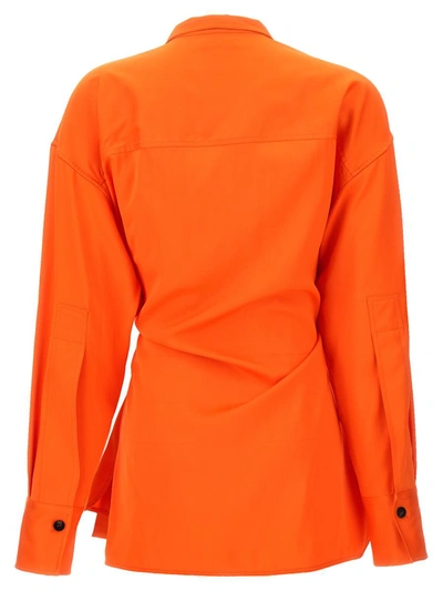 Shop Ferragamo Satin Asymmetric Shirt In Orange