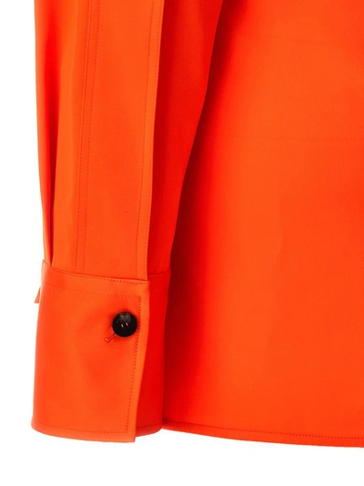 Shop Ferragamo Satin Asymmetric Shirt In Orange