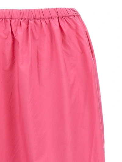 Shop Ganni Long Flounced Skirt In Fuchsia