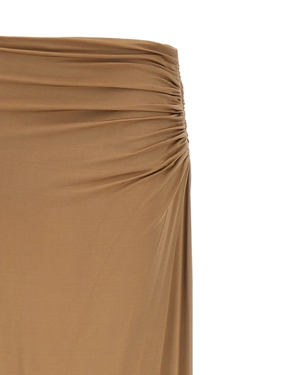 Magda Butrym Long Stretch Viscose Skirt With Side Draping In Beige