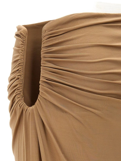Magda Butrym Long Stretch Viscose Skirt With Side Draping In Beige