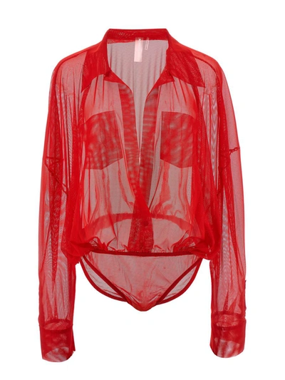 Shop Norma Kamali 'super' Bodysuit In Red
