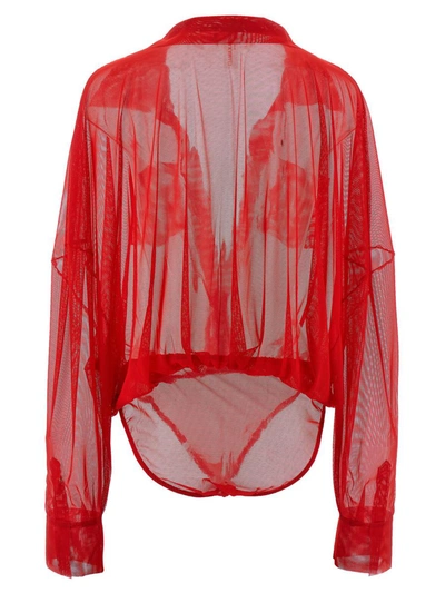 Shop Norma Kamali 'super' Bodysuit In Red