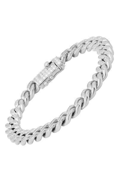 Shop Hmy Jewelry 18k Gold Plated Stainless Steel Simulated Diamond Chain Bracelet In Metallic