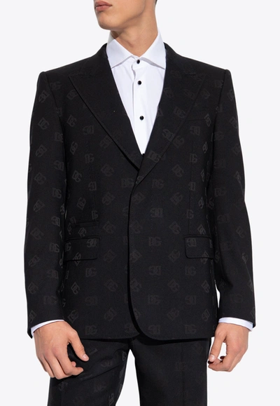 Shop Dolce & Gabbana All-over Logo-pattern Blazer In Black