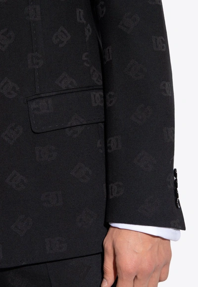 Shop Dolce & Gabbana All-over Logo-pattern Blazer In Black