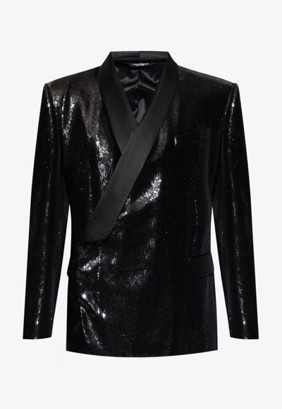 Shop Dolce & Gabbana All-over Sequined Blazer In Black