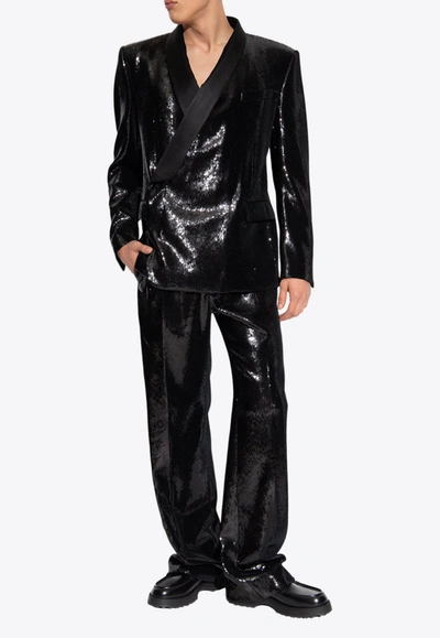 Shop Dolce & Gabbana All-over Sequined Blazer In Black