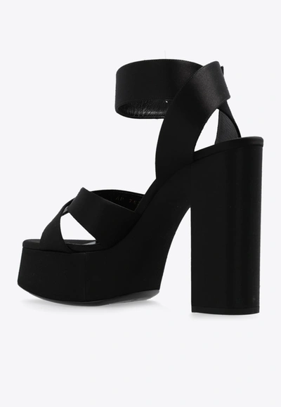 Shop Saint Laurent Bianca 125 Embellished Platform Sandals In Black