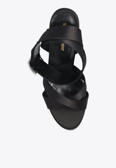 Shop Saint Laurent Bianca 125 Embellished Platform Sandals In Black