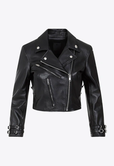 Shop Givenchy Biker Leather Jacket In Black