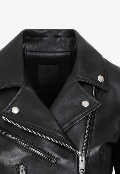 Shop Givenchy Biker Leather Jacket In Black