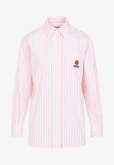 Shop Kenzo Boke 2.0 Long-sleeved Striped Shirt In Pink