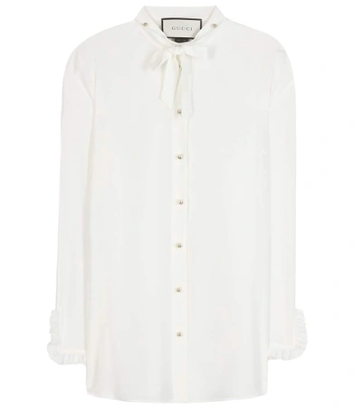 Shop Gucci Silk Blouse In Eatural White