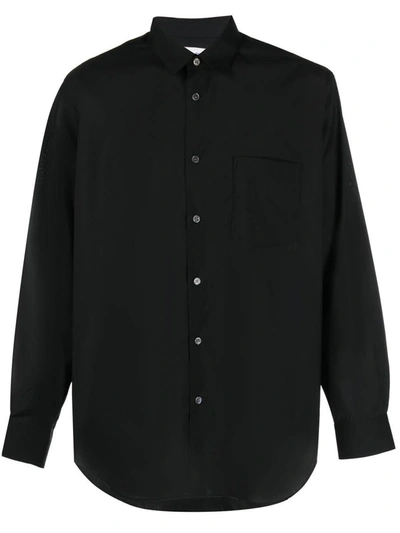 Shop Comme Des Garçons Classic Fit Light-wool Shirt In Black