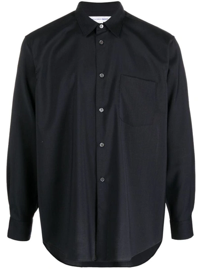 Shop Comme Des Garçons Shirt Classic Fit Light-wool Shirt In Blue