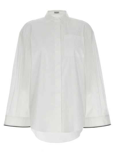 Shop Brunello Cucinelli 'monile' Poplin Shirt In White