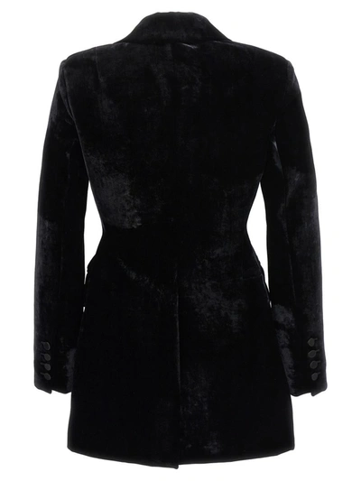 Shop Ermanno Scervino Velvet Double-breasted Blazer In Black