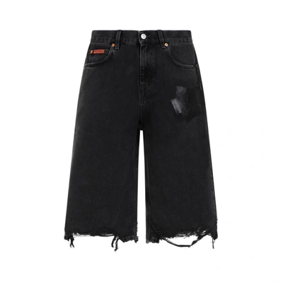 Shop Martine Rose Jeans Short Pants In Black