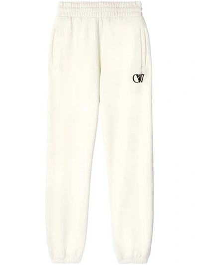 Shop Off-white Printed Sports Trousers In Nude & Neutrals
