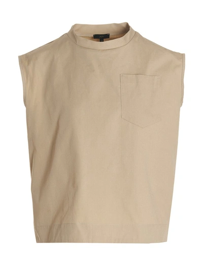 Jejia Sleeveless Blouse With Round Neck In Beige