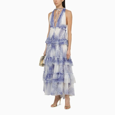Shop Philosophy Di Lorenzo Serafini Philosophy Floral Flounced Tulle Dress In Blue