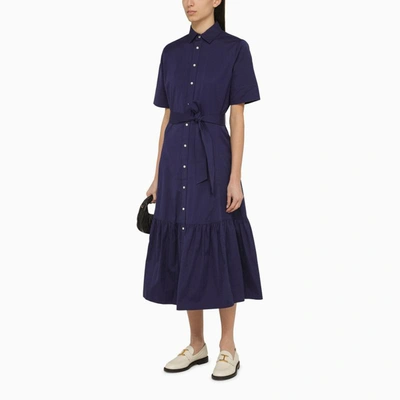 Shop Polo Ralph Lauren Royal Chemisier Dress With Belt In Blue