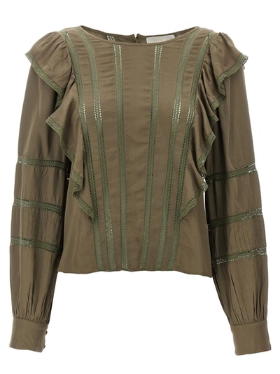 Loveshackfancy Devika Top In Forrest Oak In Green