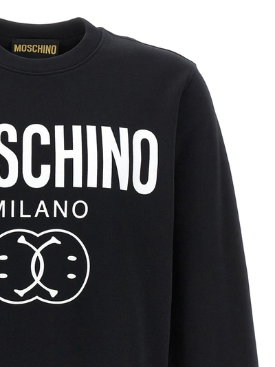 Shop Moschino 'double Smile' Sweatshirt In White/black