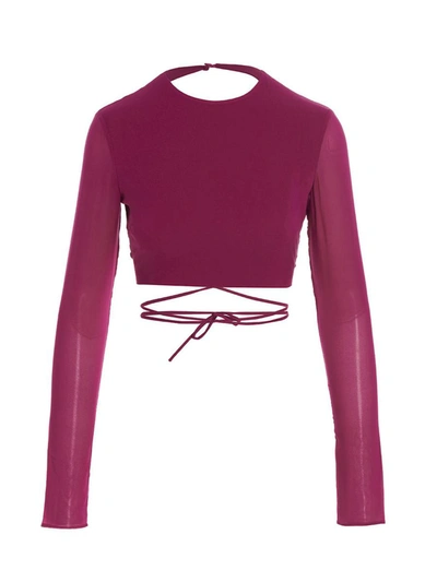Shop The Andamane Cropped Georgette Top In Fuchsia