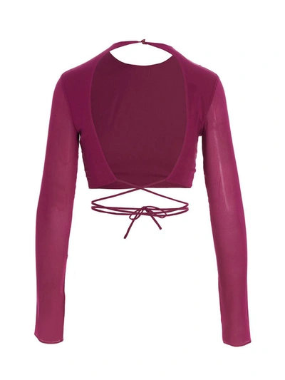 Shop The Andamane Cropped Georgette Top In Fuchsia