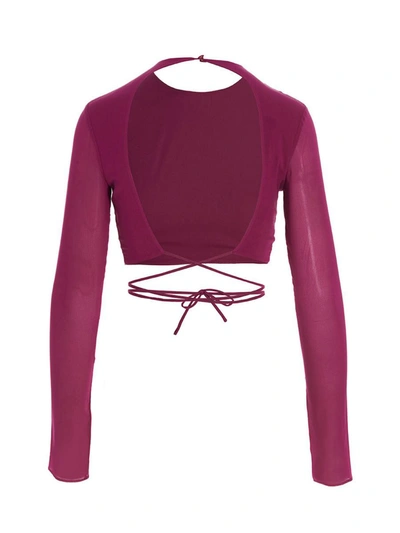 The Andamane Fuchsia Cropped Georgette Top In Fuchsia