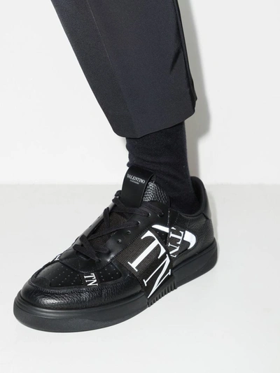 Shop Valentino Garavani Vl7n Leather Sneakers In Black
